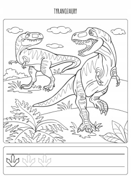 Kolorowanka edukacyjna Dinozaury szlaczki ćwiczenia grafomotoryczne Pryzmat