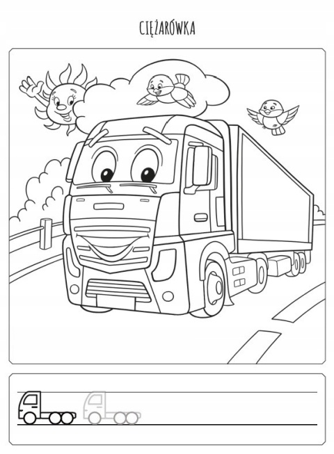 Kolorowanka edukacyjna ze szlaczkami Pojazdy Kreatywna Malowanka dla dzieci