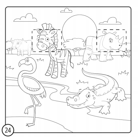 Kolorowanka z kredką Egzotyczne zwierzęta 3+ 24 naklejki kredka 11 kolorów
