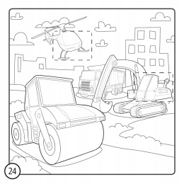 Kolorowanka z kredką Pojazdy Malowanka 24 naklejki kredka 11 kolorów