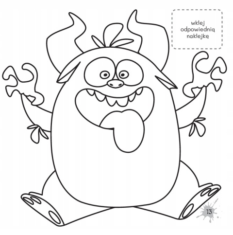 Kolorowanka z kredką Potworki 3+ 24 naklejki kredka 11 kolorów Malowanka