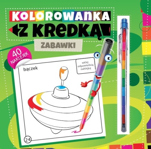 Kolorowanka z kredką Zabawki 3+ 36 stron 40 naklejek Malowanka dla dzieci