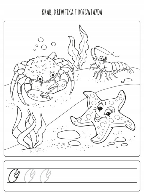 Kolorowanka ze szlaczkiem W oceanie Malowanka edukacyjna dla dzieci