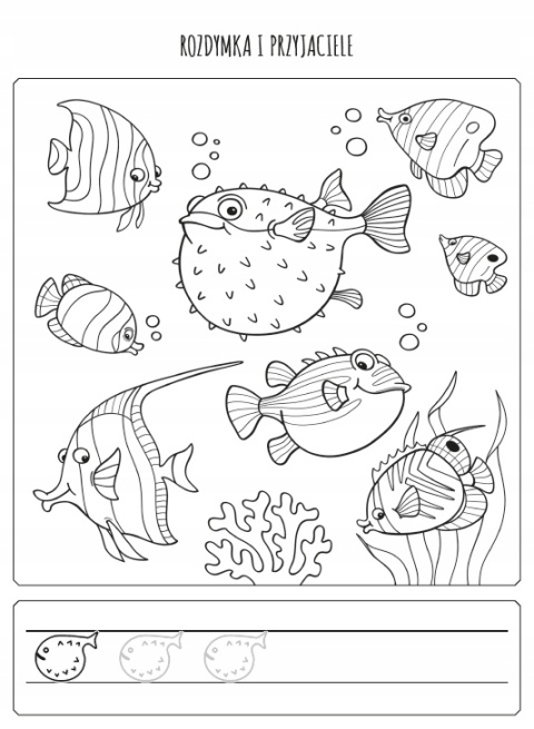 Kolorowanka ze szlaczkiem W oceanie Malowanka edukacyjna dla dzieci