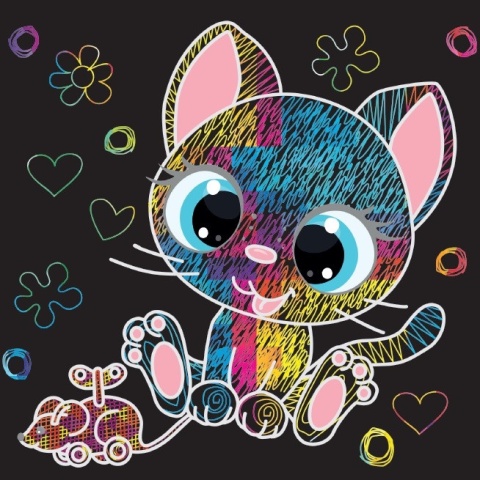 Kreatywna wydrapywanka Kotki książeczka z rysikiem dla dzieci 3+