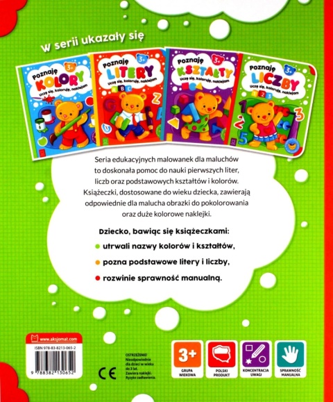 Książeczka Edukacyjna Uczę się koloruję naklejam Kolorowanka z naklejkami