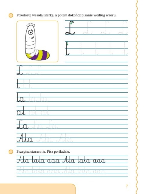 Książeczka do nauki pisania dla dzieci 6+ Wesołe literki ćwiczenia zadania