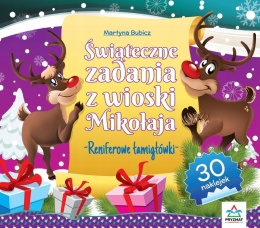 Reniferowe łamigłówki kreatywna świąteczna książeczka dla dzieci naklejki