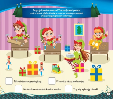 Świąteczne zadania z wioski Mikołaja książeczka z zadaniami i naklejkami 3+