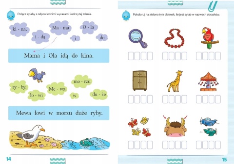 Czytam sylabami Nauka czytania dla dzieci Książeczka z naklejkami Aksjomat