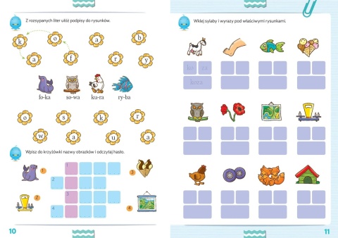 Czytam sylabami Nauka czytania dla dzieci Książeczka z naklejkami Aksjomat