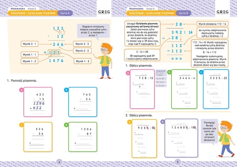 Karty pracy matematyka klasa 5 szkoły podstawowej ćwiczenia szkoła dom GREG