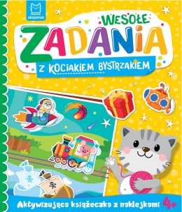 Książeczka z naklejkami zadania dla dzieci 4+ Kociak Bystrzak edukacyjna