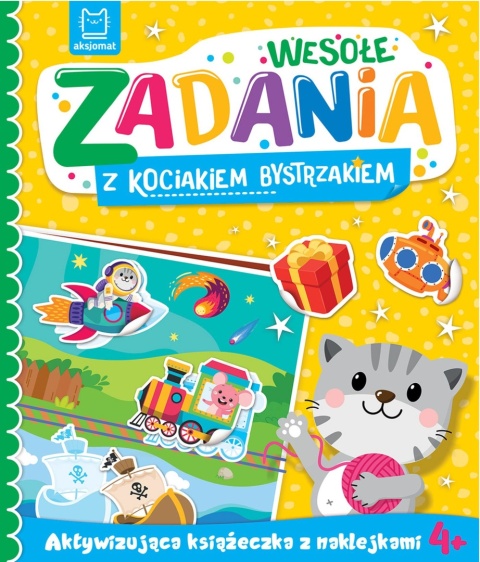 Książeczka z naklejkami zadania dla dzieci 4+ Kociak Bystrzak edukacyjna