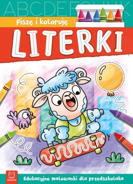 Literki nauka pisania po śladzie kolorowanka Edukacyjna Malowanka Aksjomat