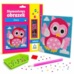 Diamentowy obrazek Sowa haft diamentowy wyklejanka dla dzieci DIY