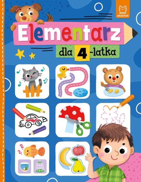 Elementarz dla 4 latka książka edukacyjna naklejki wycinanki Aksjomat