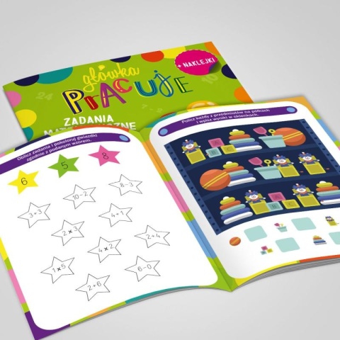 Główka pracuje zadania matematyczne liczenie naklejki Martel