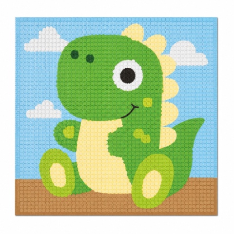 Haft diamentowy dla dzieci obrazek wyklejanka mozaika dinozaur 19x19