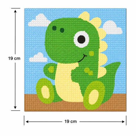 Haft diamentowy dla dzieci obrazek wyklejanka mozaika dinozaur 19x19