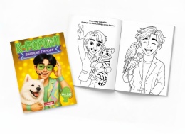 Kpopowi bohaterowie z pupilami kolorowanka z naklejkami dla dzieci 16