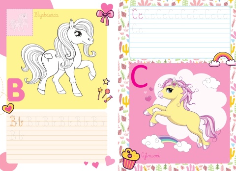 Literki z kucykami dla dzieci książeczka edukacyjna z naklejkami