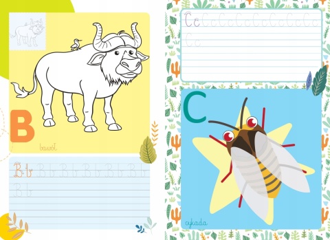 Literki ze zwierzakami dla dzieci książeczka edukacyjna naklejki