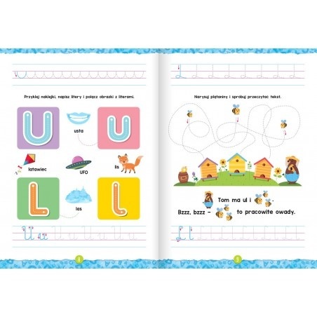 Nauka liter przedszkolaka szlaczki naklejki ćwiczenia Aksjomat miękka