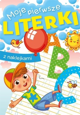 Nauka literek dla dzieci książeczka z naklejkami do pisania po śladzie