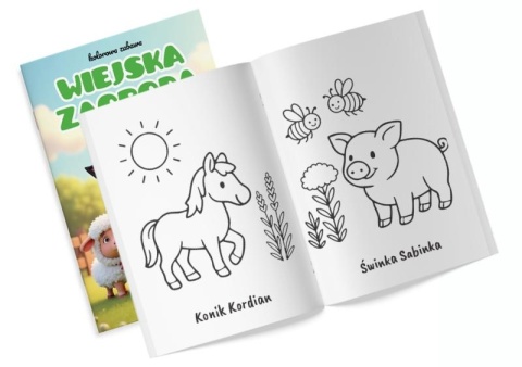 Wiejska zagroda kolorowanka dla dzieci książka edukacyjna naklejki 16