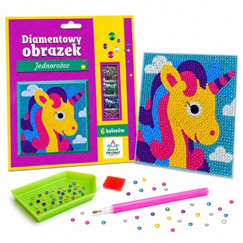 Wyklejanka diamentowa dla dzieci haft mozaika obrazek Jednorożec 19x19