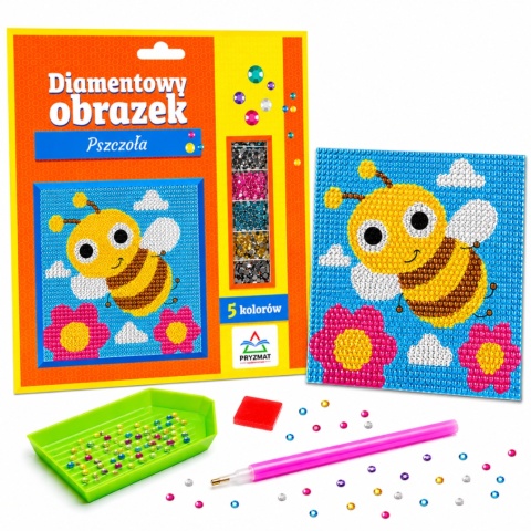 Zestaw kreatywny haft diamentowy dla dzieci wyklejanka Pszczółka 19x19