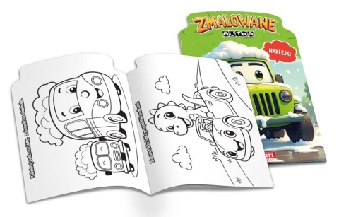 Zmalowane autka kolorowanka dla dzieci książka edukacyjna naklejki 16