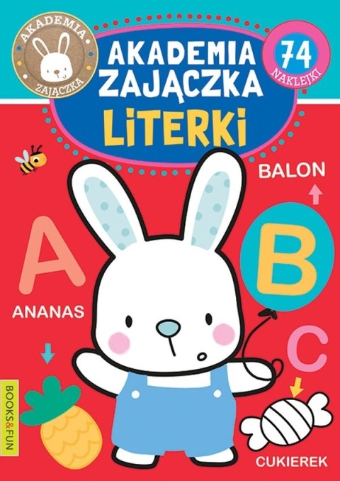 Akademia zajączka literki z naklejkami książeczka edukacyjna 74 naklejki
