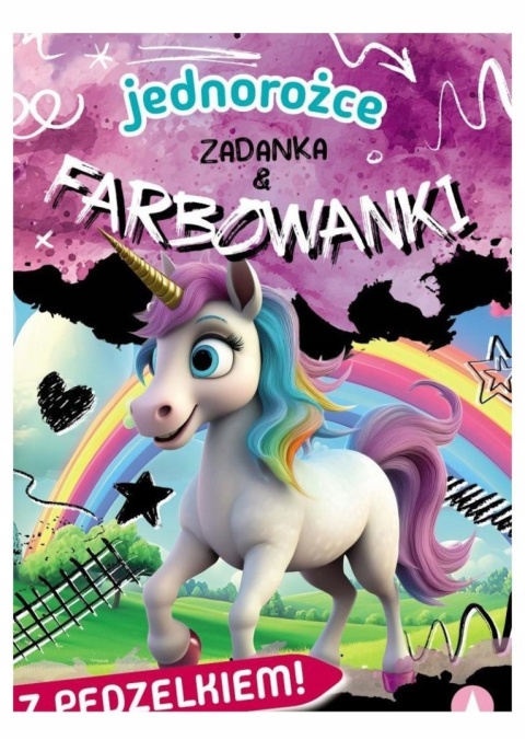 Jednorożce zadanka i farbowanki z pędzelkiem książeczka dla dzieci 4+