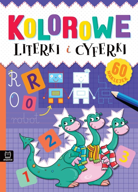 Kolorowe literki i cyferki książka edukacyjna naklejki 60 sztuk Aksjomat