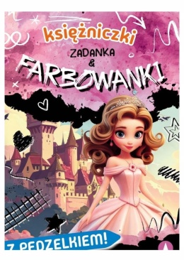 Królewny zadanka i farbowanki z pędzelkiem książeczka dla dzieci 4+
