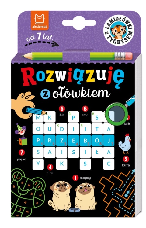 Łamigłówki z tygrysem dla dzieci od 7 lat książeczka z ołówkiem 96 stron