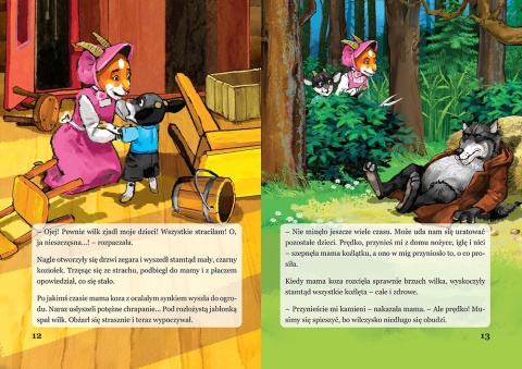 Wilk i siedem koźlątek baśń dla dzieci kolorowa książka duża czcionka Greg