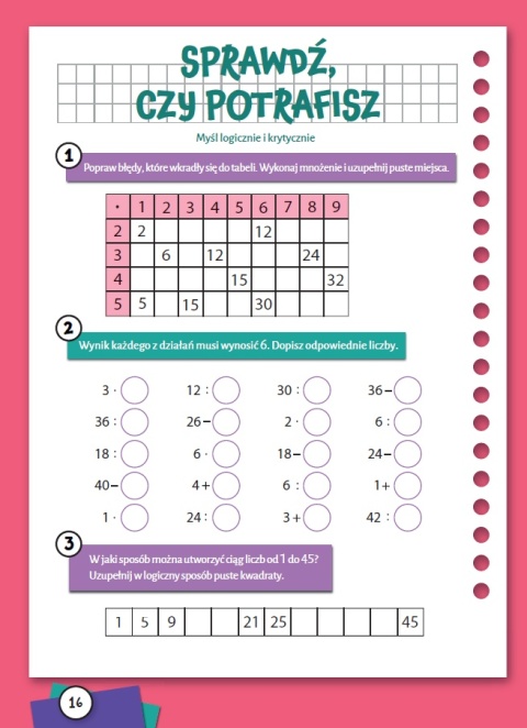 Zadania i łamigłówki 8-9 lat dla dzieci matematyka logiczne ćwiczenia