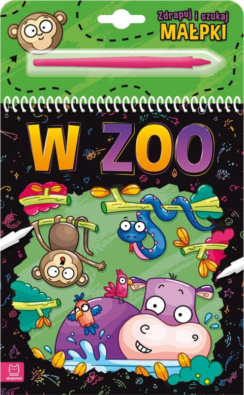 Zdrapuj i szukaj małpki W zoo zdrapywanka z rysikiem Aksjomat 4+