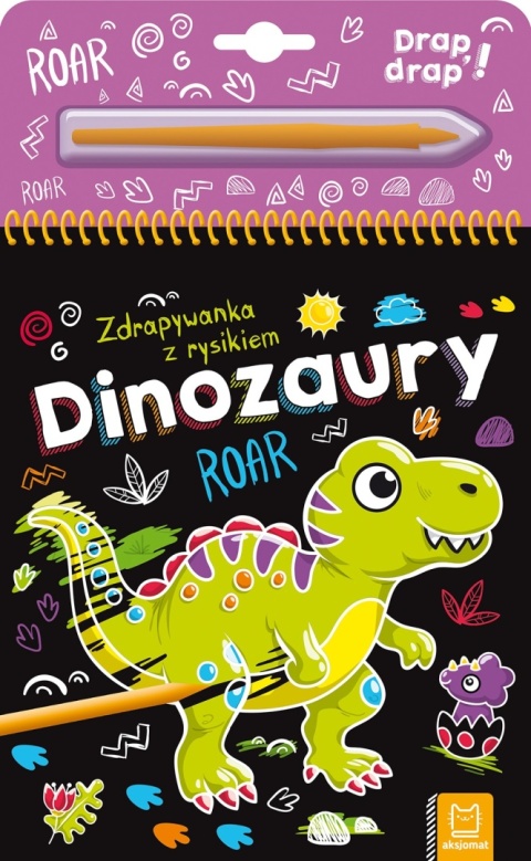 Zdrapywanka z rysikiem Dinozaury Aksjomat kreatywna książka 4+ Zdrapka