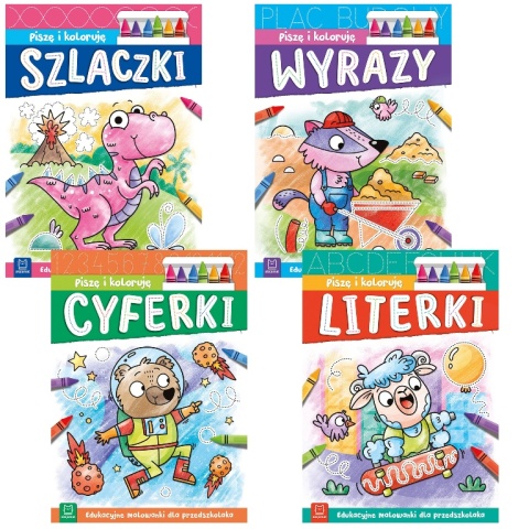 Zestaw Piszę i koloruję literki wyrazy cyferki szlaczki dla przedszkolaka
