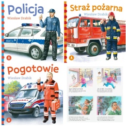 Zestaw Straż pożarna Policja Pogotowie książki kartonowe dla malucha Skrzat