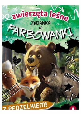 Zwierzęta leśne zadanka i farbowanki z pędzelkiem dla dzieci 4+