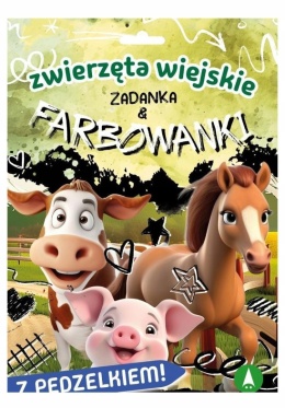 Zwierzęta wiejskie zadanka i farbowanki z pędzelkiem malowanka dla dzieci