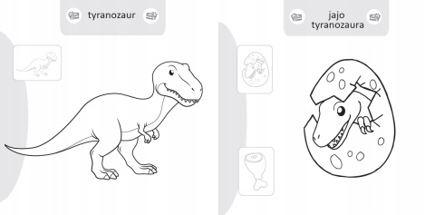 Kolorowanka malowanka dla dzieci Malowanie-doklejanie. Dinozaury + Naklejki Kolorowanka malowanka dla dzieci Malowanie-doklejanie. Dinozaury + Naklejki