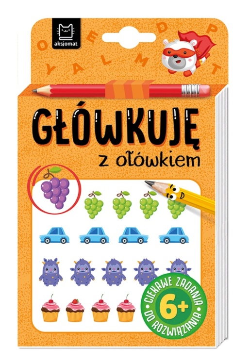 Główkuję z ołówkiem 6 Książeczka dla dzieci pomarańczowa Łamigłówki zadania