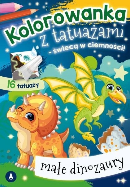 Kolorowanka z tatuażami świeca w ciemności! Małe dinozaury Malowanka Kolorowanka z tatuażami świeca w ciemności! Małe dinozaury Malowanka