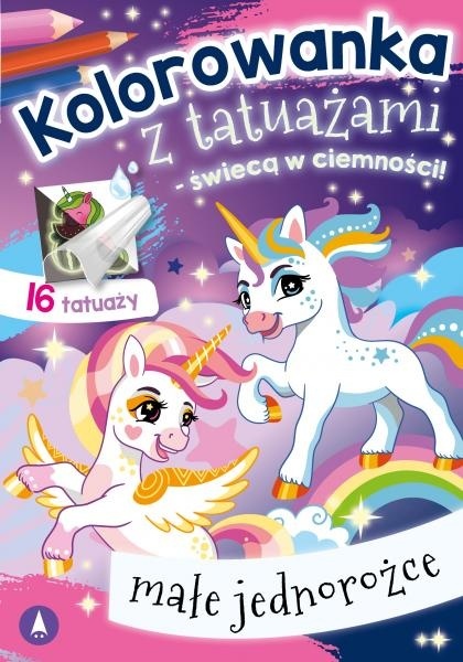 Kolorowanka z tatuażami świeca w ciemności! Małe jednorożce Malowanka Kolorowanka z tatuażami świeca w ciemności! Małe jednorożce Malowanka